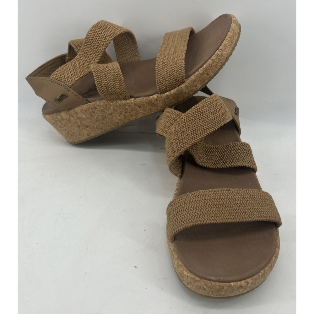 Skechers Arch Fit Beverlee Love Stays Wedge Sandals‎ Tan Women's Size 10